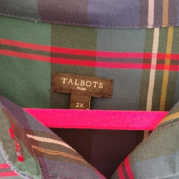 Talbots Women's Multicolor Plaid Button Down Shirt - Picture 2 of 6